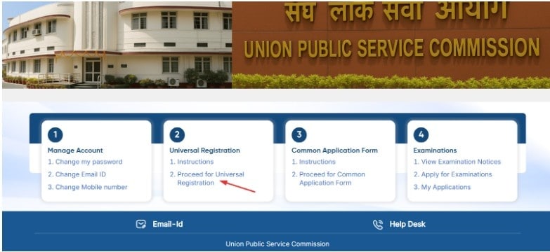 Find the Universal Registration option