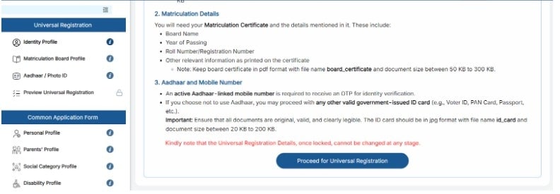 Proceed for Universal Registration
