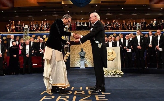 Abhijit Banerjee receiving the Nobel Prize Abhijit Banerjee receiving the Nobel Prize